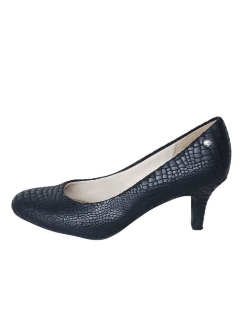 Life Stride Heels Women's 6.5 Black Fabric Animal Print Office Comfort Shoes